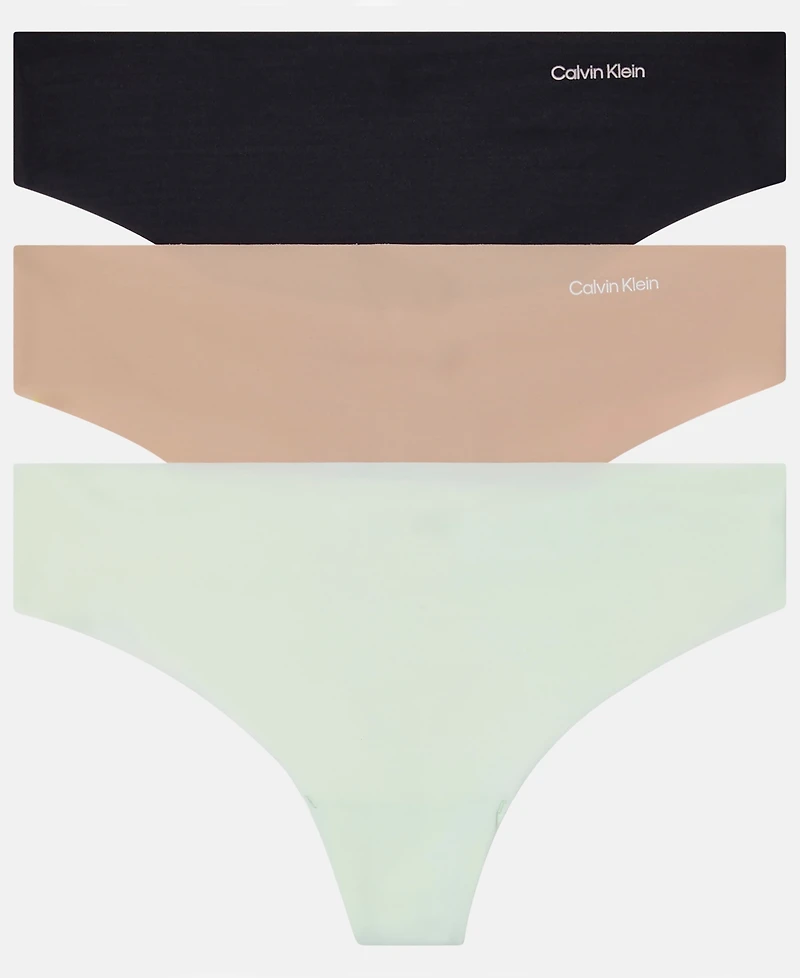 Calvin Klein Women's Invisibles 3-Pack Thong Underwear QD3558