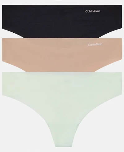 Calvin Klein Women's Invisibles 3-Pack Thong Underwear QD3558