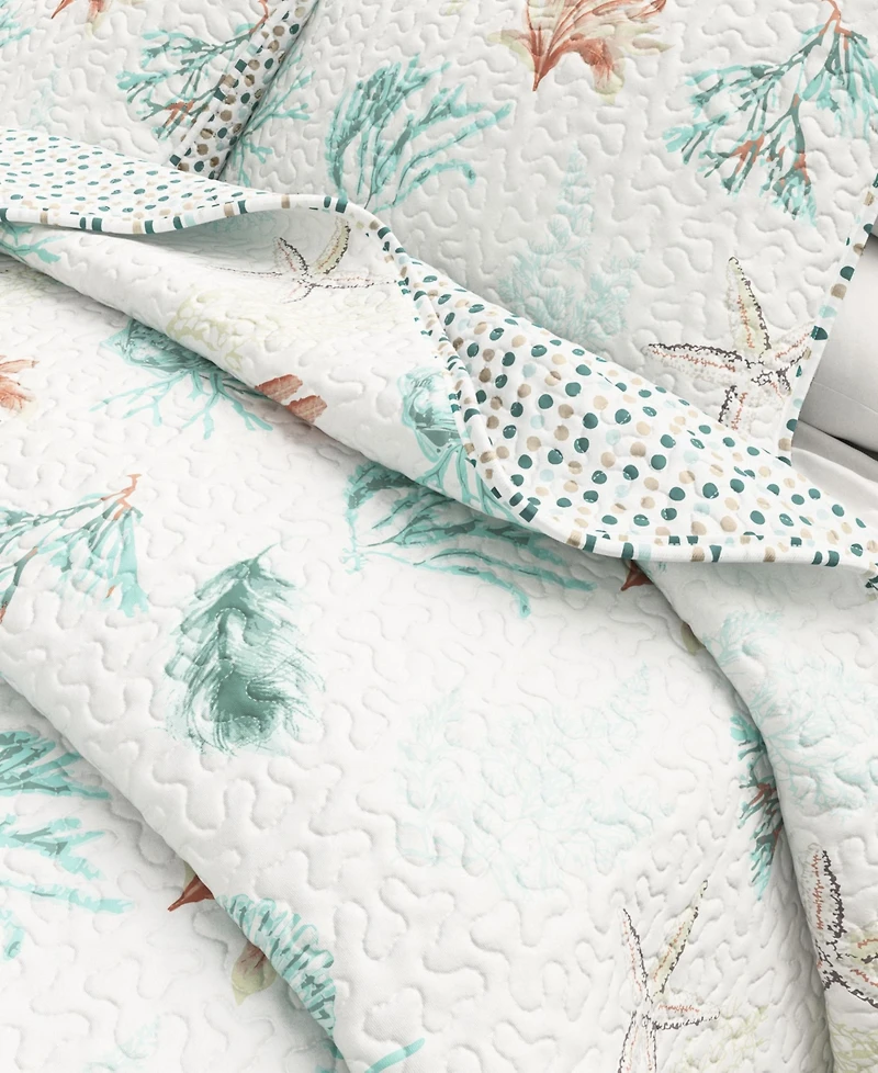Linery & Co. Seashells & Stripes Microfiber Quilt Set With Shams