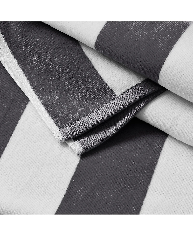 Linery & Co. 100% Cotton Velour Cabana Stripe Oversized Beach Towel