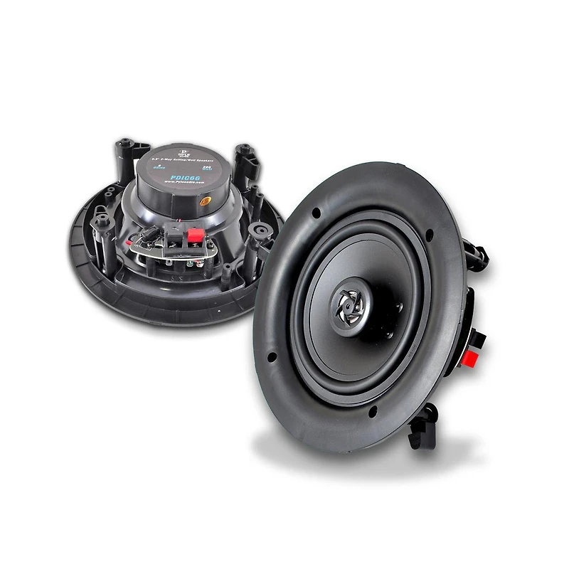 Pyle PDIC66 6.5" In-Wall/In-Ceiling 2-Way Stereo Speakers - Flush Mount, 200W, White, Pair