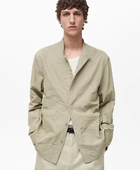 Mango Men's Wrinkled-Effect Crew Neck Shirt