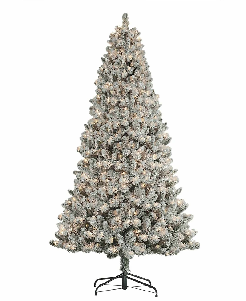 Puleo 7.5FT Flocked Vancouver Pine Artificial Christmas Tree