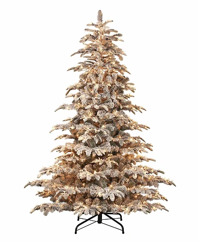 Puleo 7.5FT Pre-lit Arctic Fir Flocked Artificial Christmas Tree