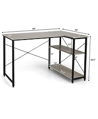 48 Inch Reversible L Shaped Computer Desk with Adjustable Shelf
