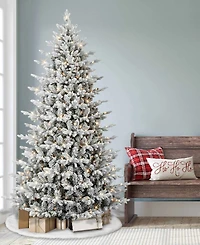 Puleo Pre-Lit Flocked Artificial Tree 7.5 ft