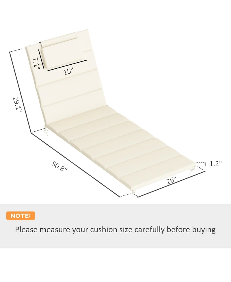 Outsunny 2pcs Olefin Chaise Lounge Chair Cushion, 80" x 26", Dark