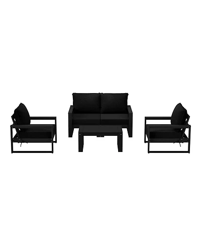 Piece Modern Hdpe Outdoor Patio Furniture Sofa Conversation Set with Coffee Table