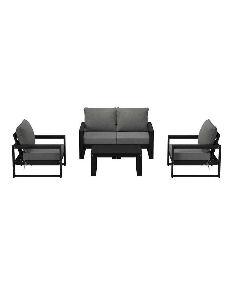 Piece Modern Hdpe Outdoor Patio Furniture Sofa Conversation Set with Coffee Table