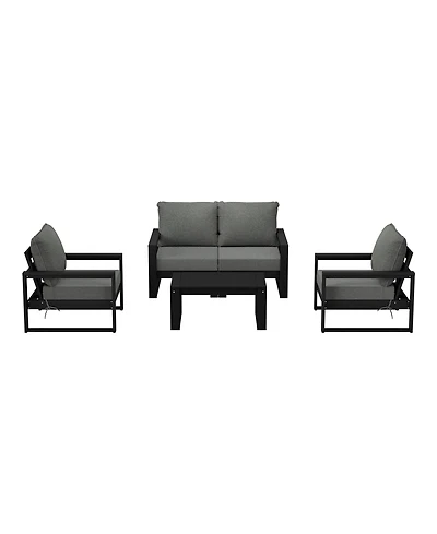 Piece Modern Hdpe Outdoor Patio Furniture Sofa Conversation Set with Coffee Table
