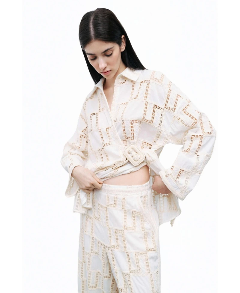 Nocturne Women's Belted Embroidered Jacket