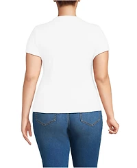 Lands' End Plus Drapey Rib Fitted Short Sleeve Mini T-Shirt