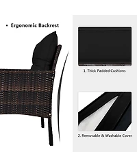 Gymax 5PCS Patio Set Sectional Rattan Wicker Furniture Set w/ Cushion