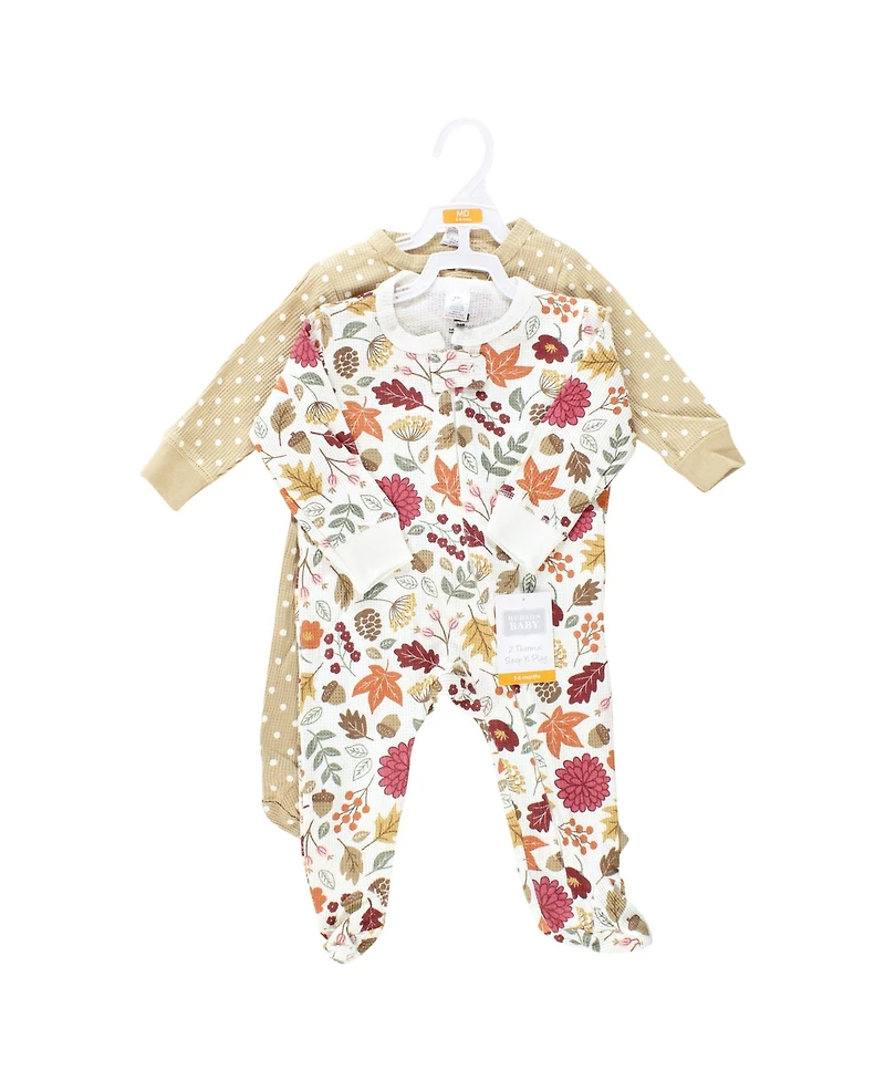 Hudson Baby Girls Thermal Zipper Sleep and Play 2pk