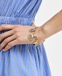 On 34th Gold-Tone Crystal Charm Flex Bracelet, Exclusively at Macy's