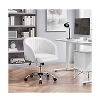 Yaheetech Home Office Chair with Tufted Barrel, Pink
