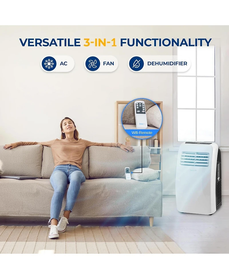 SereneLife 7,000 Btu Portable Air Conditioner with Dehumidifier & Fan