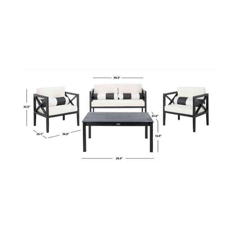 Nunzio 4 Pc Outdoor Set With Accent Pillows