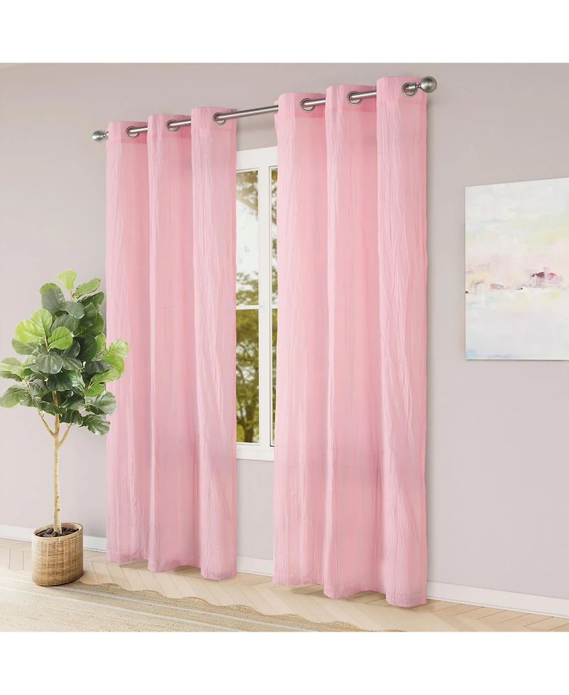 Grommet Broomstick Crush Curtains Pair, 38"X63"