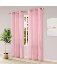 Grommet Broomstick Crush Curtains Pair, 38"X63"