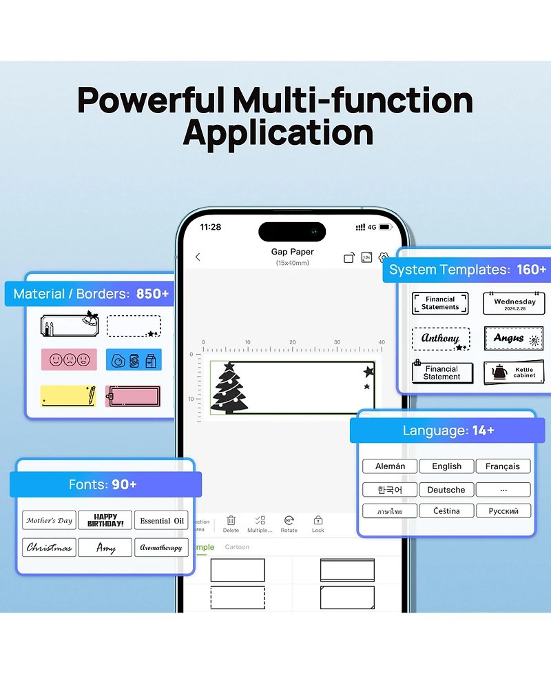 P21-a Label Maker Machine with Tape, Label Printer Thermal Mini Label Makers with Built-in Cutter and Multiple Templates