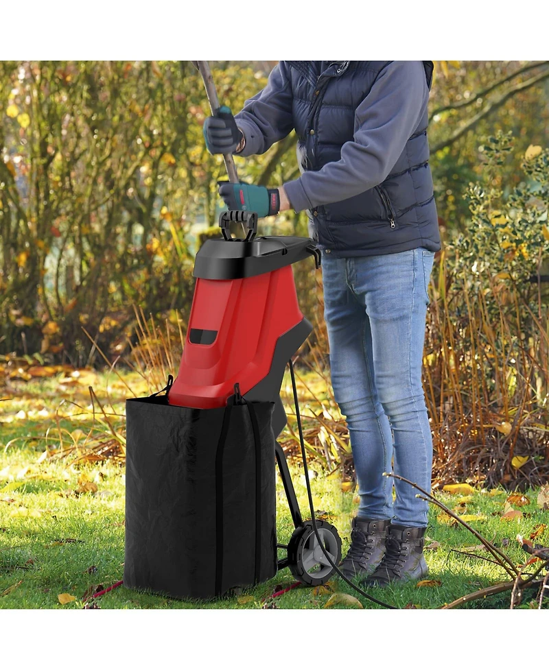 15-amp Electric Wood Chipper and Shredder Leaf Mulcher with Wheels