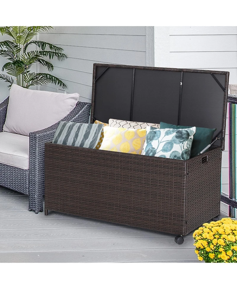 Wicker Outdoor Storage Box with Zippered Liner