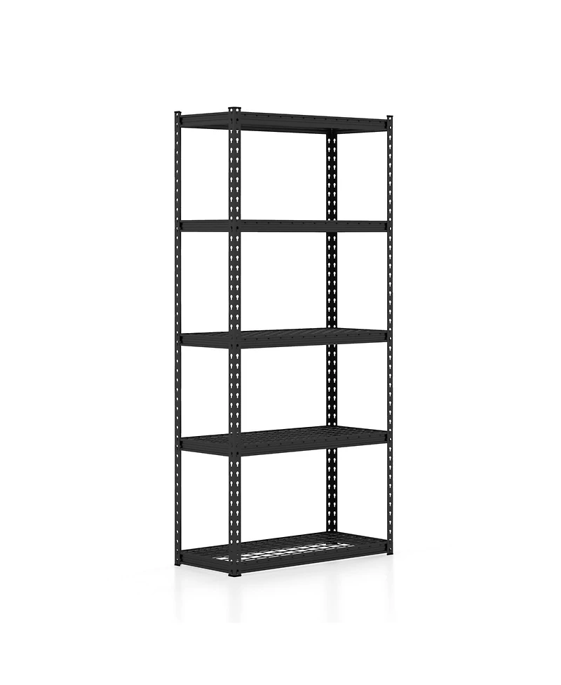 5-Tier Metal Shelving Unit with Anti-slip Foot Pad Height Adjustable Shelves for Garage