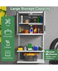 Metal Wall Cabinet with Lock and 3 Adjustable Shelves