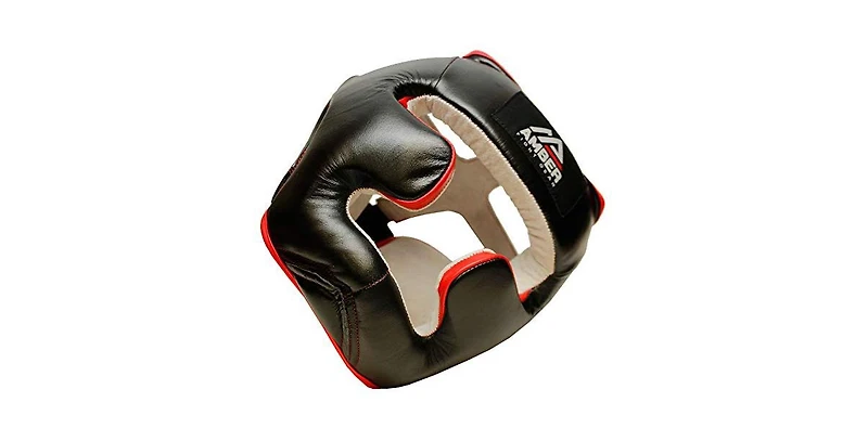 Amber Fight Gear Professional LeatherBoxing Headgear for Training Sparring Kickboxing, Mma, Muay Thai Headgear (Medium)