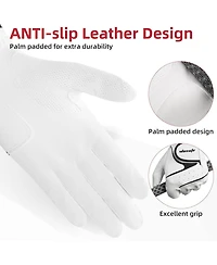 Wosofe Golf Glove Left Hand Men Pu Transparent Non-Slip Nanocloth Lycra Accessories No Sweat Comfortable all Weather with Scorer and Tee