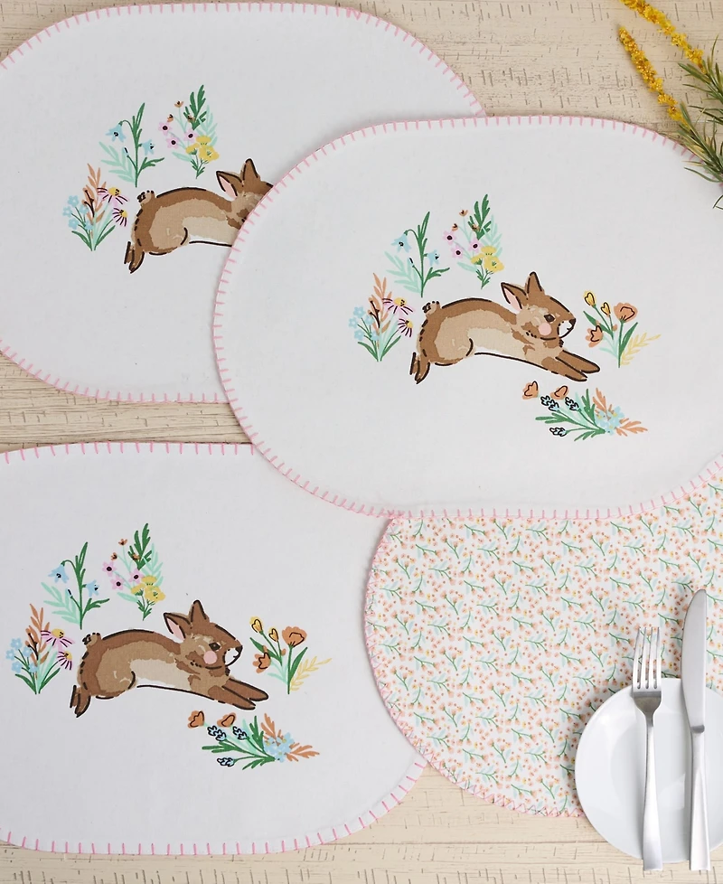 Design Imports Spring Bunny Printed Cotton Placemats, Set of 4