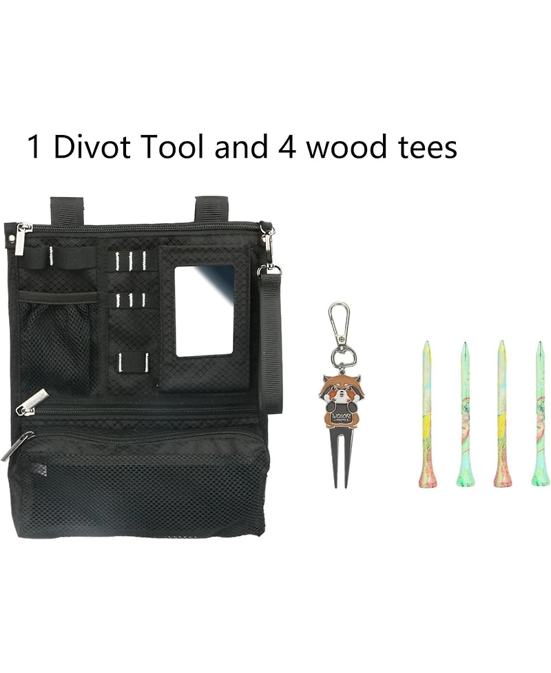 Wosofe Golf Cart Hanging Bag Lightweight Folding Storage Portable Accessories with Adjustable Strap 1 Divot Tool and 4 Tees Unisex
