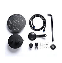 Aquaterior Shower Faucet Set Wall Mount Concealed Mixer Round Shower Head Black
