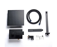 Aquaterior Shower Faucet Set Wall Mount Concealed Mixer Valve Rain Matte Black