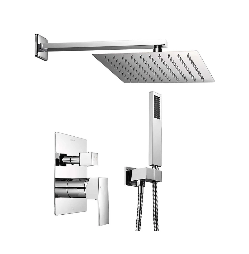 Aquaterior Shower Faucet Set Wall Mount Concealed Mixer Valve Rain Shower Chrome