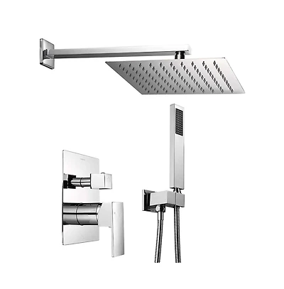 Aquaterior Shower Faucet Set Wall Mount Concealed Mixer Valve Rain Shower Chrome