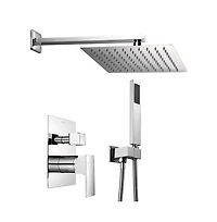 Aquaterior Shower Faucet Set Wall Mount Concealed Mixer Valve Rain Shower Chrome