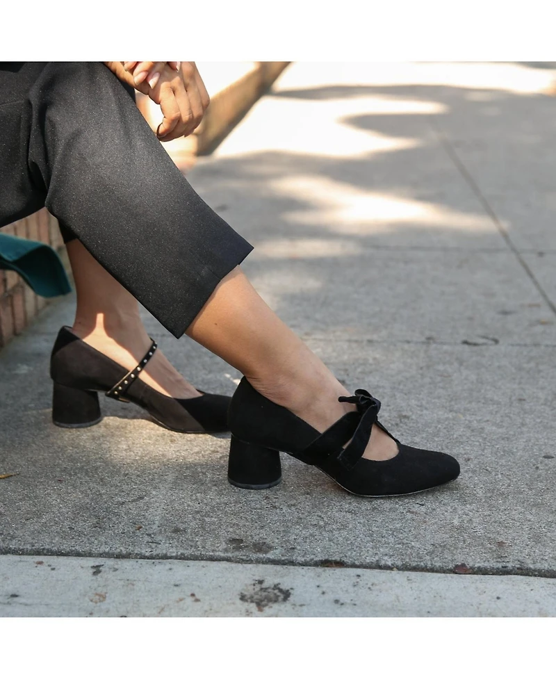 Alterre Women's Black Suede Marie Customizable Pumps