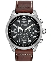 Citizen Men's Chronograph Eco-Drive Brown Leather Strap Watch 45mm CA4210-24E