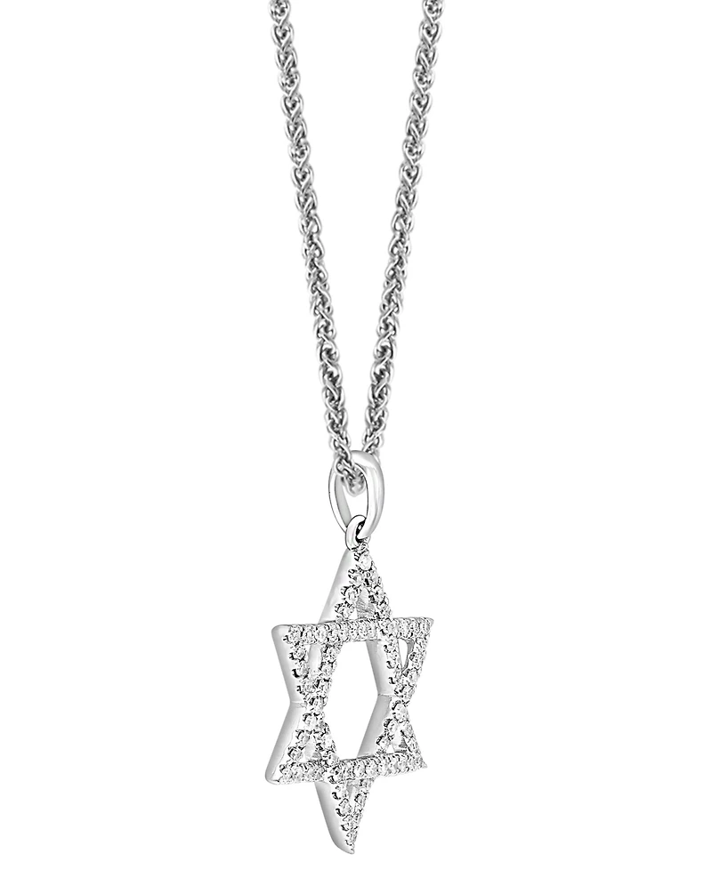 Lali Jewels Diamond Star of David 18" Pendant Necklace (1/3 ct. t.w.) in 14k White Gold