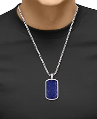 Effy Men's Sapphire Pave Dog Tag 20" Pendant Necklace (2-3/8 ct. t.w.) in Sterling Silver