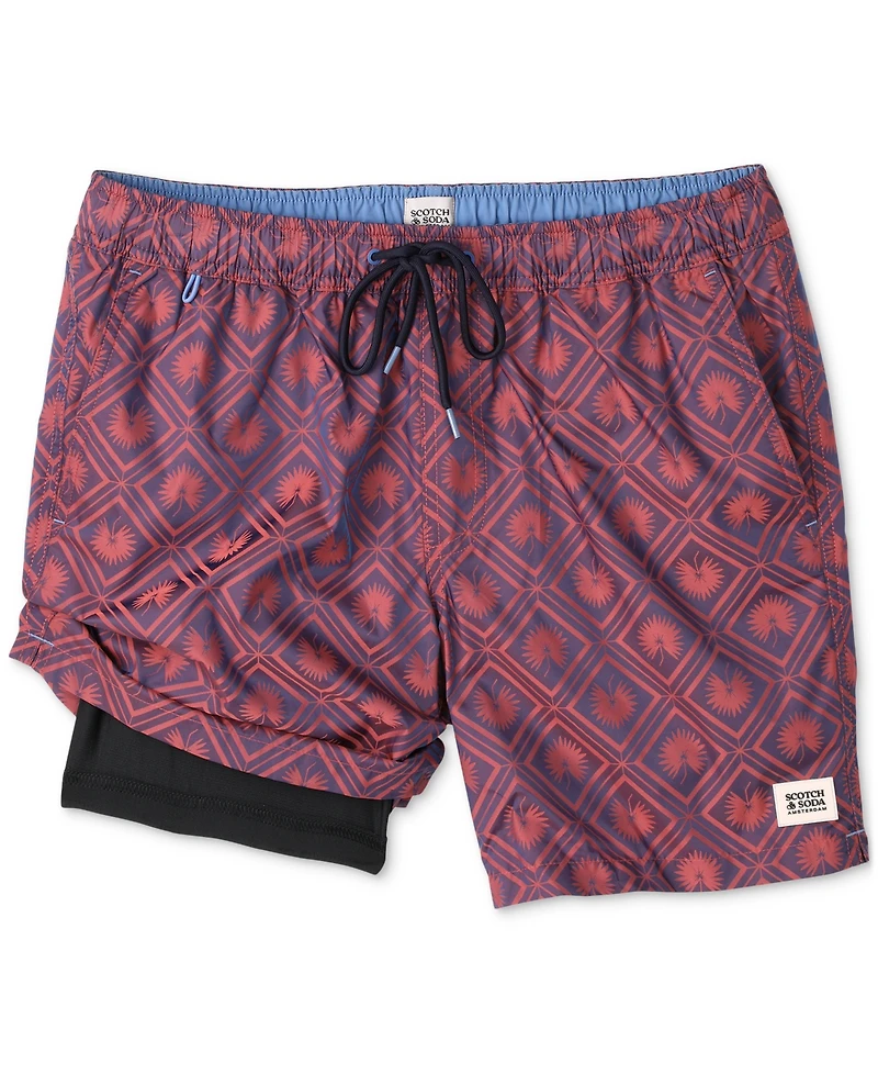 Scotch & Soda Men's Diamond-Pattern Swim Trunks
