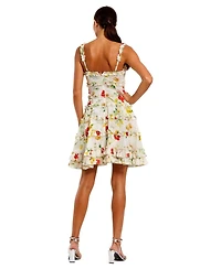 Mac Duggal Women's Ruffle Floral Sweetheart Neck Mini Dress