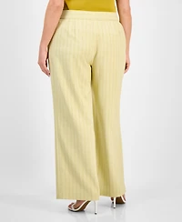 Tahari Asl Plus Pinstriped Wide-Leg Pants