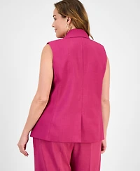 Tahari Asl Plus Peak-Lapel Sleeveless Jacket