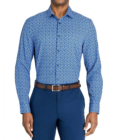 Men's Recycled Slim Fit Floral 4-Way Stretch Performance Dress Shirt