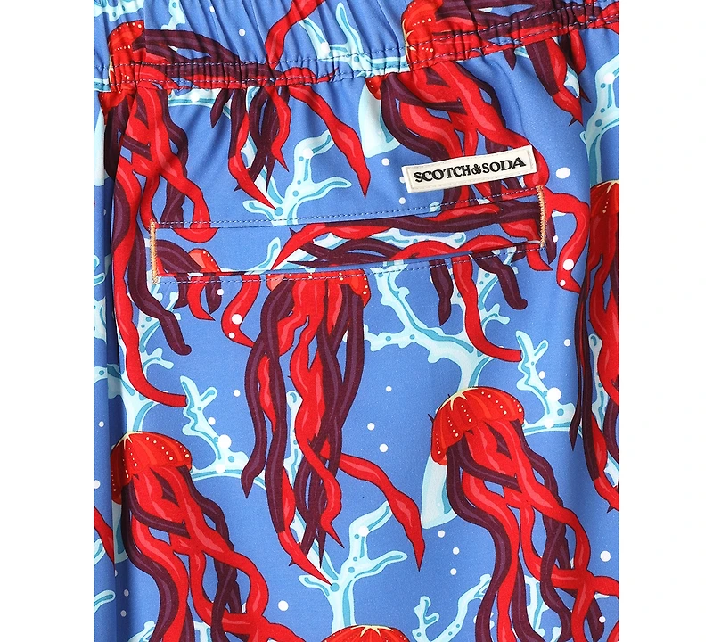 Scotch & Soda Men's Under the Sea Jellyfish Graphic Swim Trunks