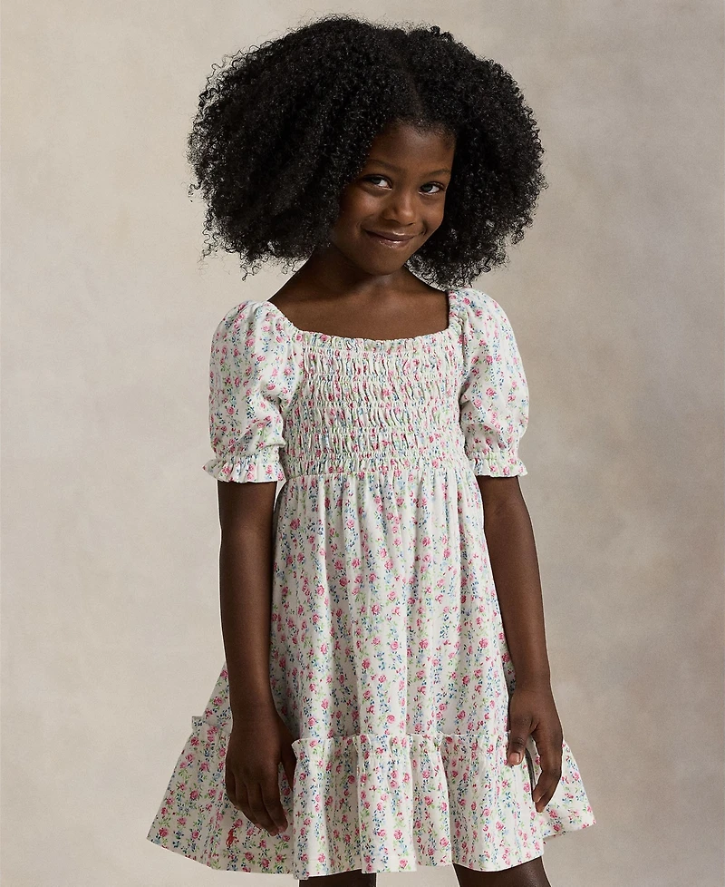 Polo Ralph Lauren Toddler and Little Girls Floral Smocked Jersey Dress