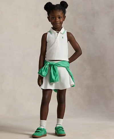 Polo Ralph Lauren Toddler and Little Girls Stretch Mesh Half-Zip Boxy Shirt
